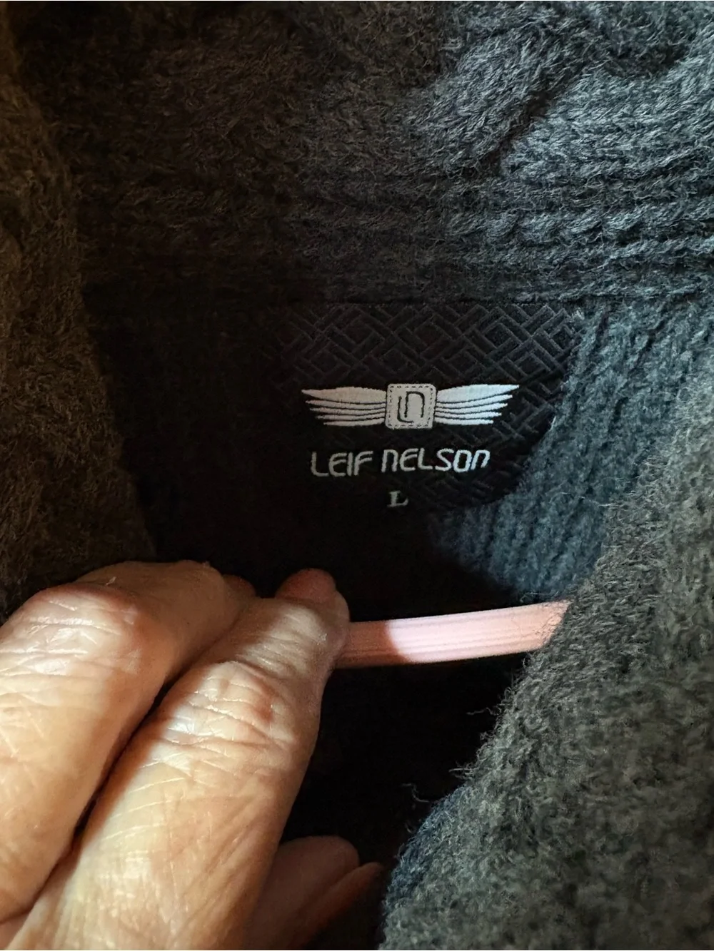 NWT Leif Nelson Men's Dark Gray Cable Knit Toggle Cardigan Shawl Turtleneck L